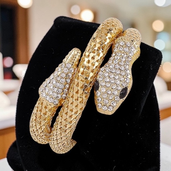 Jewelry - Gold mesh and Crystal Serpentine bracelet